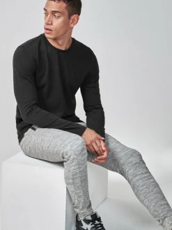 T-Shirts En Hemden*Next - Slim Fit - T-shirt met lange mouwen en ronde hals Zwart