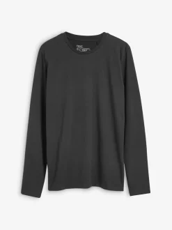 T-Shirts En Hemden*Next - Slim Fit - T-shirt met lange mouwen en ronde hals Zwart