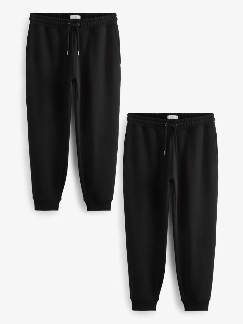 Joggingbroeken*Next - Slim Fit Brushback Heavyweight 2 Pack Joggers Zwart
