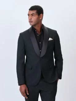 Smokings En Feestkleding|Blazers En Business-Jasjes*Next - Slim Fit Jacquard Tuxedo Suit Jacket Zwart