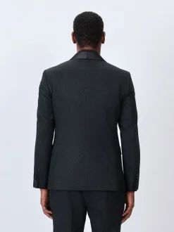 Smokings En Feestkleding|Blazers En Business-Jasjes*Next - Slim Fit Jacquard Tuxedo Suit Jacket Zwart