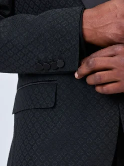 Smokings En Feestkleding|Blazers En Business-Jasjes*Next - Slim Fit Jacquard Tuxedo Suit Jacket Zwart