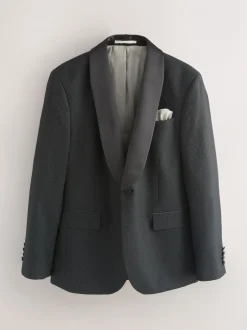Smokings En Feestkleding|Blazers En Business-Jasjes*Next - Slim Fit Jacquard Tuxedo Suit Jacket Zwart