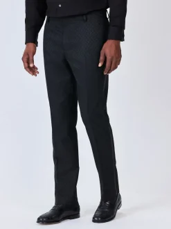 Smokings En Feestkleding|Next - Slim Fit Jacquard Suit Trousers Zwart