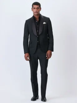 Smokings En Feestkleding|Next - Slim Fit Jacquard Suit Trousers Zwart
