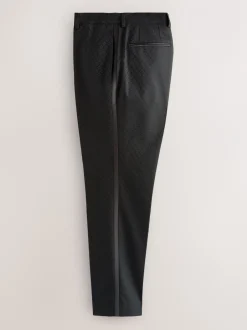 Smokings En Feestkleding|Next - Slim Fit Jacquard Suit Trousers Zwart