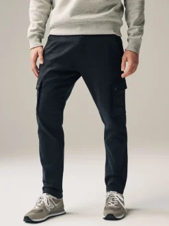 Broeken En Chino's*Next - Slim Fit Motionflex Strech Cargo Trousers Zwart