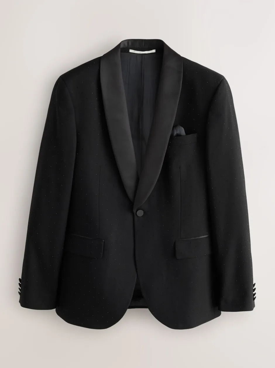 Smokings En Feestkleding*Next Zwart - Slim Fit Sequin Tuxedo Suit Jacket