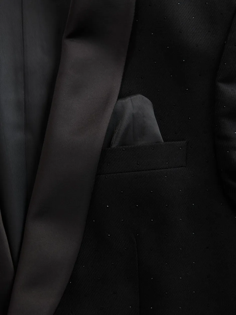 Smokings En Feestkleding*Next Zwart - Slim Fit Sequin Tuxedo Suit Jacket