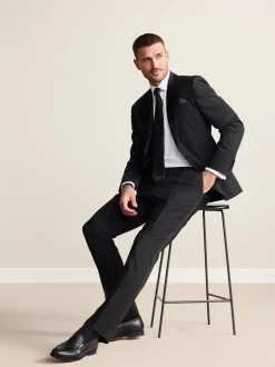 Smokings En Feestkleding*Next Zwart - Slim Fit Signature Nova Fides 100% Italian Wool Tuxedo Suit Trousers