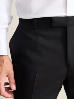 Smokings En Feestkleding*Next Zwart - Slim Fit Signature Nova Fides 100% Italian Wool Tuxedo Suit Trousers
