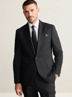 Smokings En Feestkleding|Next Zwart - Slim Fit Signature Nova Fides 100% Italian Wool Tuxedo Suit Jacket