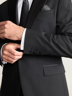 Smokings En Feestkleding|Next Zwart - Slim Fit Signature Nova Fides 100% Italian Wool Tuxedo Suit Jacket