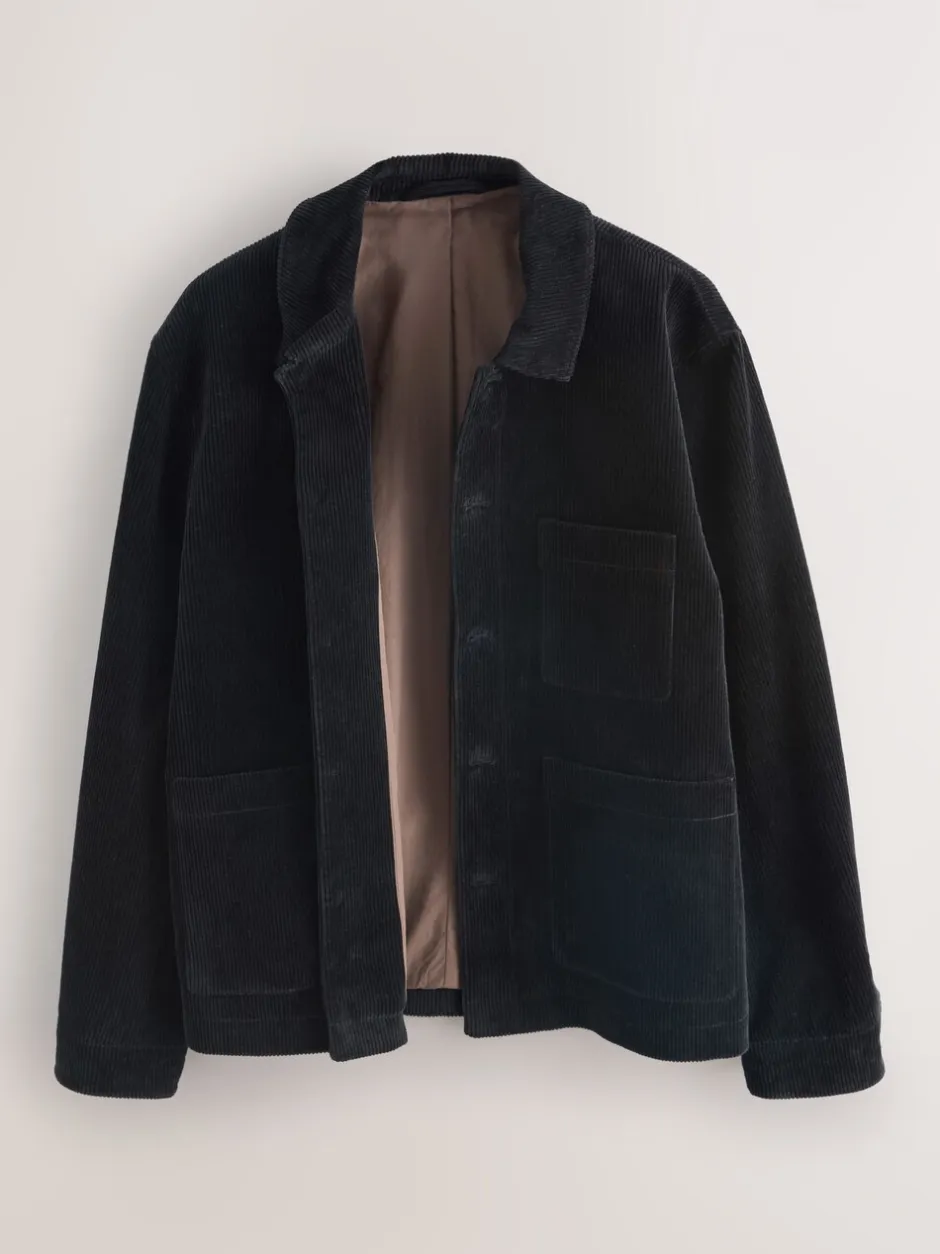 Blazers En Business-Jasjes|Jassen En Jacks*Next - Slim Rijk Corduroy Jack Zwart