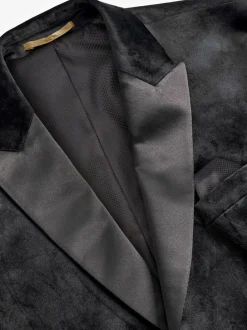 Blazers En Business-Jasjes|Smokings En Feestkleding*Next Zwart - Slim-fit fluwelen blazer met dubbele rij knopen