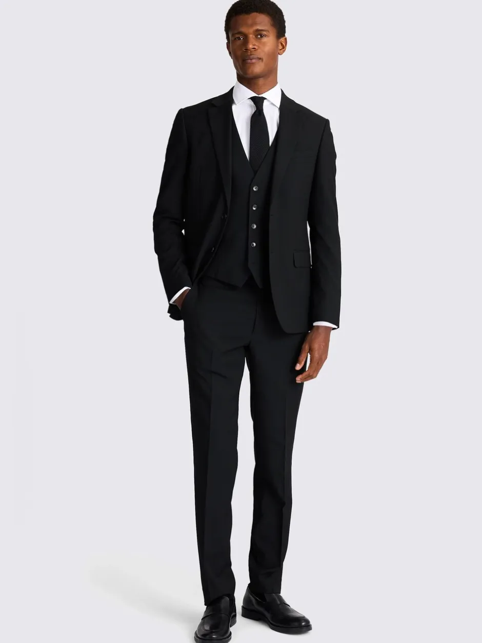 Blazers En Business-Jasjes|Pakken*MOSS - Smal - - Stretch colbert Zwart