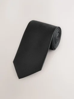 Stropdassen En Pochets|Next Zwart - Smal - Stropdas met textuur