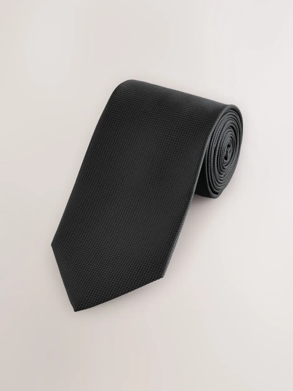 Stropdassen En Pochets|Next Zwart - Smal - Stropdas met textuur