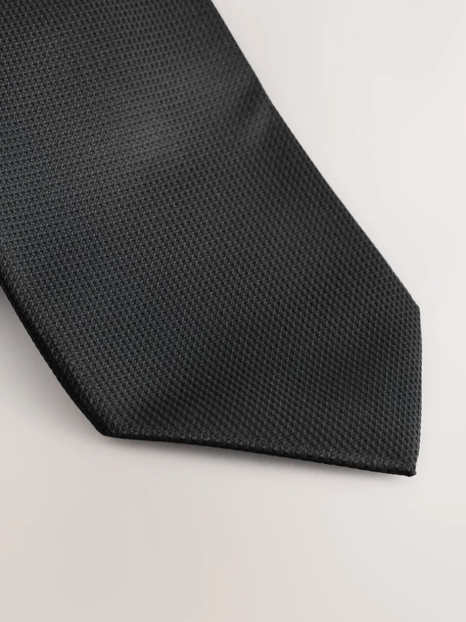Stropdassen En Pochets|Next Zwart - Smal - Stropdas met textuur