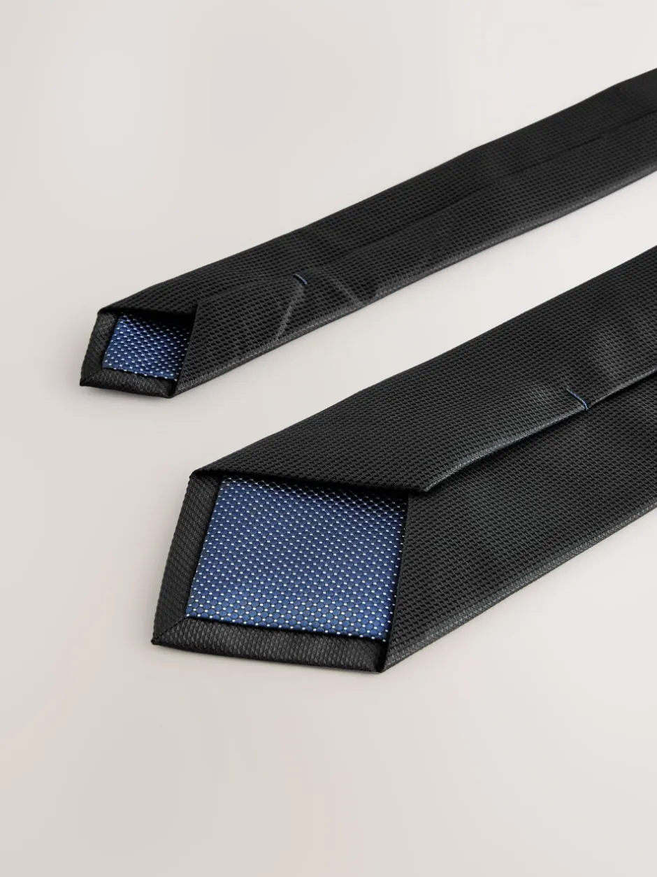 Stropdassen En Pochets|Next Zwart - Smal - Stropdas met textuur
