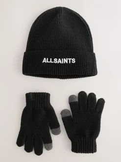 Mutsen, Handschoenen En Sjaals|smALLSAINTS - Logo Beanie and Gloves Set Zwart