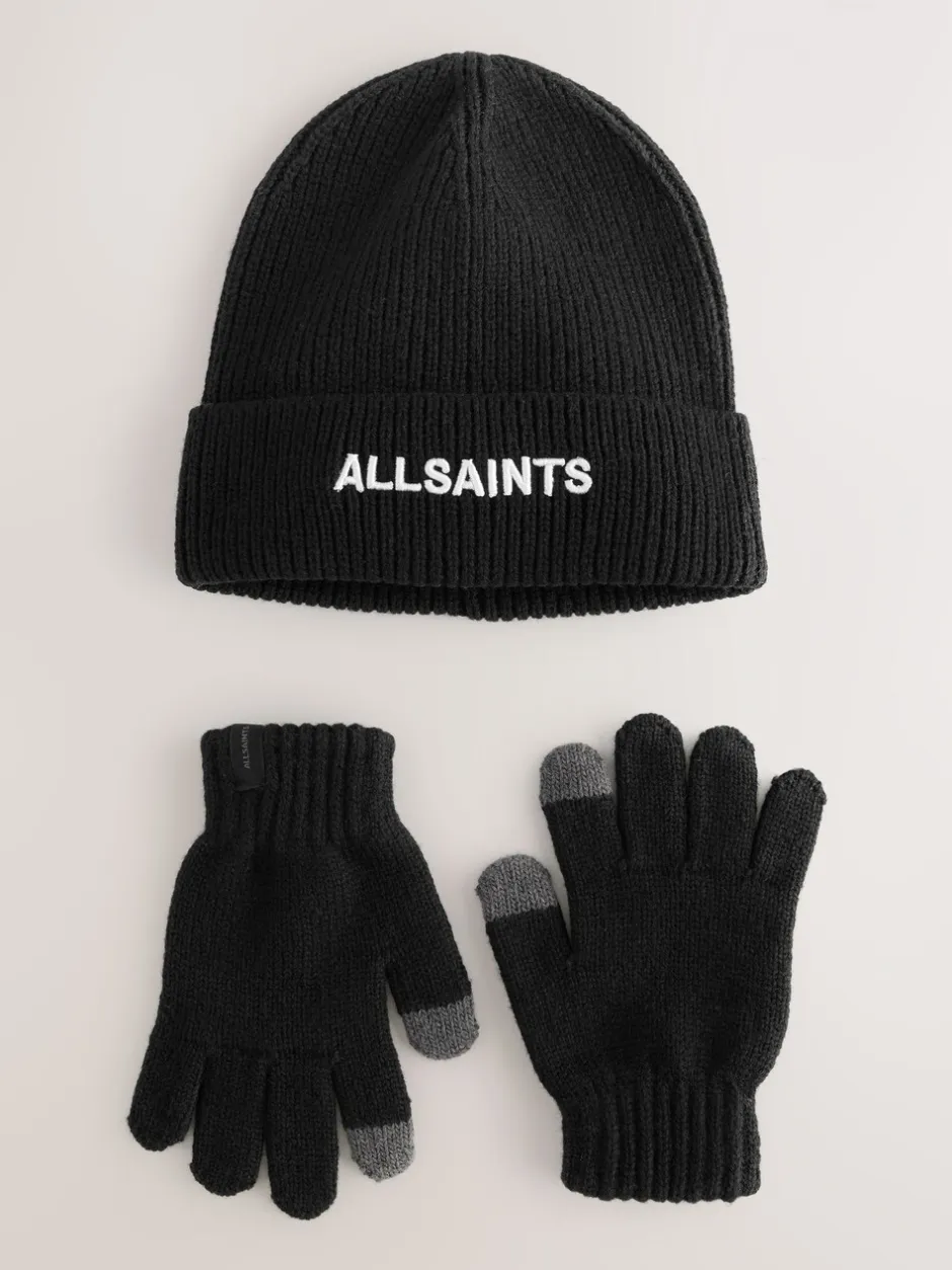 Mutsen, Handschoenen En Sjaals|smALLSAINTS - Logo Beanie and Gloves Set Zwart