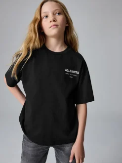 T-Shirts|Tops|smALLSAINTS Zwart - Oversized Underground T-shirt van katoen met ronde hals