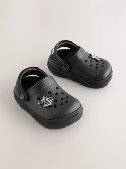 Pantoffels|smALLSAINTS - Print Borg Lined Clog Slippers Zwart