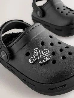 Pantoffels|smALLSAINTS - Print Borg Lined Clog Slippers Zwart