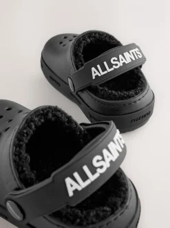Pantoffels|smALLSAINTS - Print Borg Lined Clog Slippers Zwart