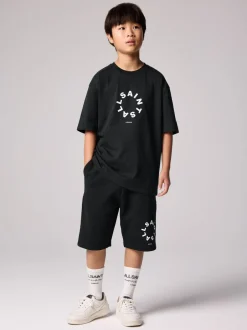 Shorts*smALLSAINTS - Tierra set van T-shirt en sweatshorts Zwart