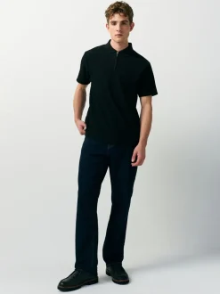 Poloshirts|Next - Smart poloshirt met textuur en rits Zwart
