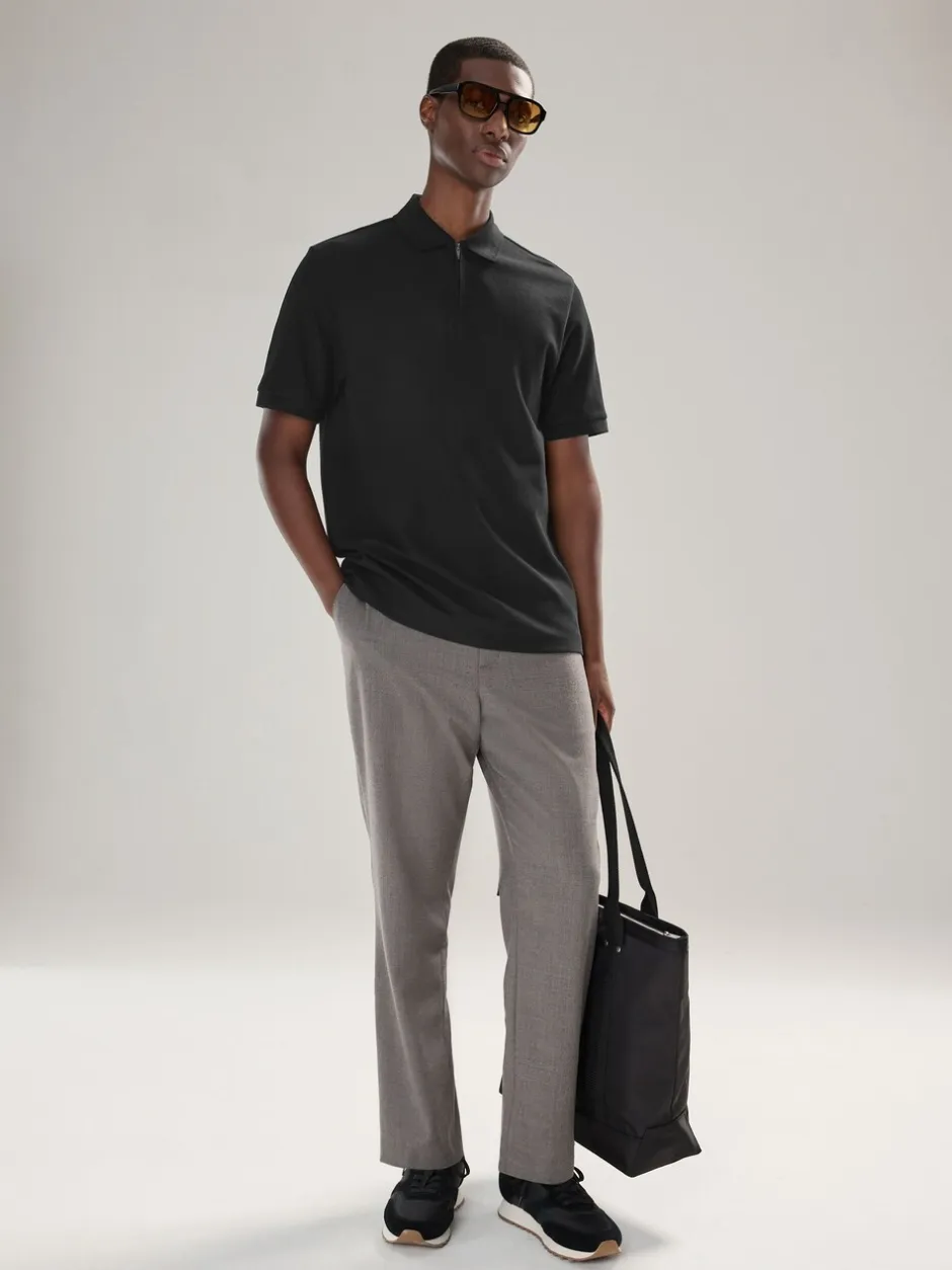 Poloshirts*Next - Smart poloshirt met textuur en rits Zwart