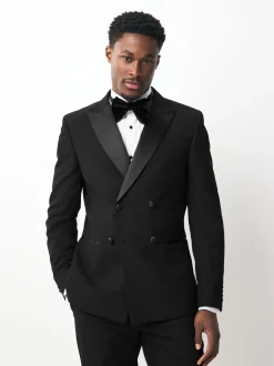 Smokings En Feestkleding|Blazers En Business-Jasjes|Next Zwart - Smokingjasje met dubbele rij knopen