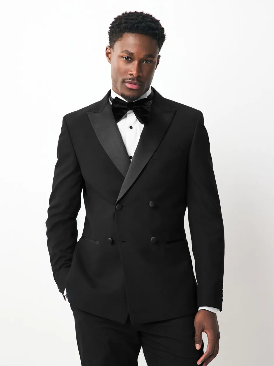 Smokings En Feestkleding|Blazers En Business-Jasjes|Next Zwart - Smokingjasje met dubbele rij knopen