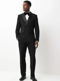 Smokings En Feestkleding|Blazers En Business-Jasjes|Next Zwart - Smokingjasje met dubbele rij knopen
