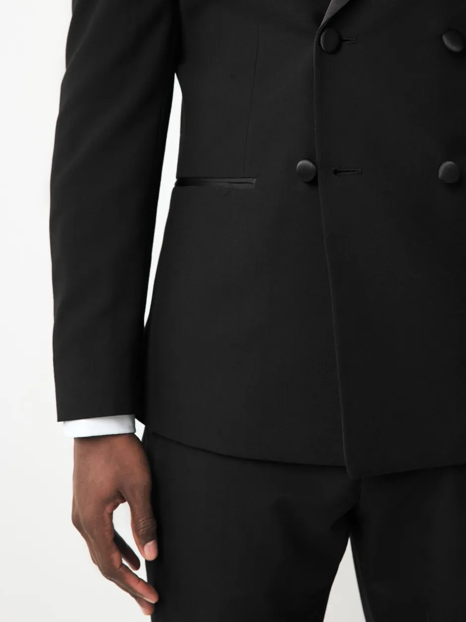 Smokings En Feestkleding|Blazers En Business-Jasjes|Next Zwart - Smokingjasje met dubbele rij knopen