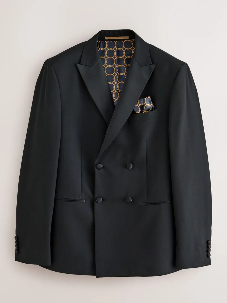 Smokings En Feestkleding|Blazers En Business-Jasjes|Next Zwart - Smokingjasje met dubbele rij knopen