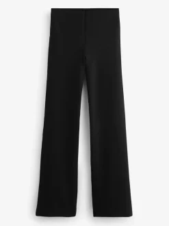 Broeken*Next - Smoothing Ponte Jersey Broek met Wijde Pijpen Zwart