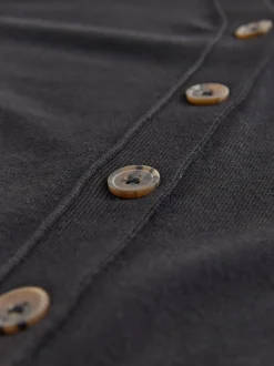 Gebreide Kleding|Next Zwart - Soft Touch V-hals Katoenrijk Vest met Knopen