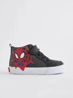 Boots|Next Zwart - Spidey And Friends laarzen met klittenbandsluiting en elastische veters