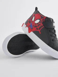 Boots|Next Zwart - Spidey And Friends laarzen met klittenbandsluiting en elastische veters