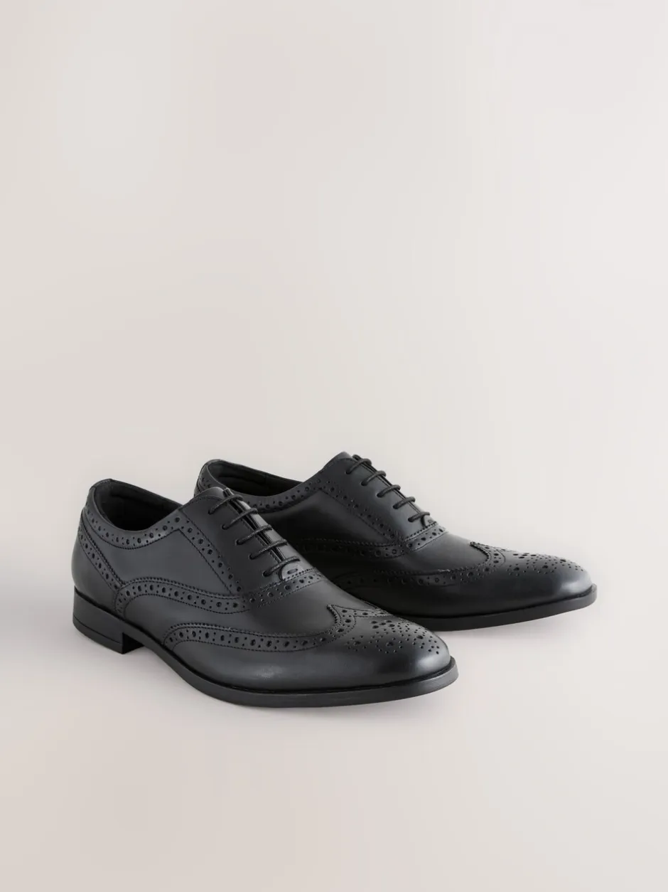 Schoenen|Formele Schoenen*Next - Standaard pasvorm - Leren Oxford brogues Zwart