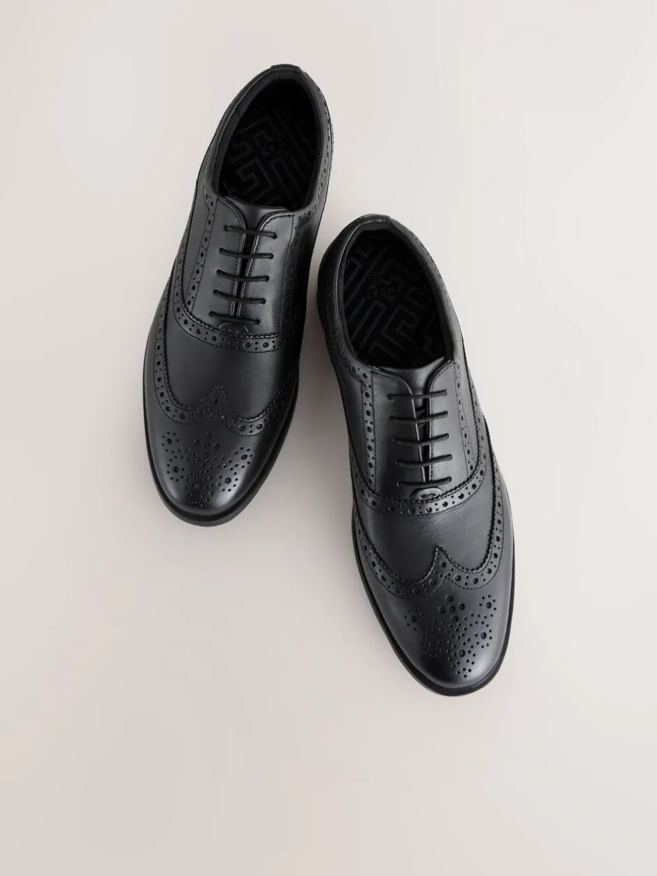 Schoenen|Formele Schoenen*Next - Standaard pasvorm - Leren Oxford brogues Zwart