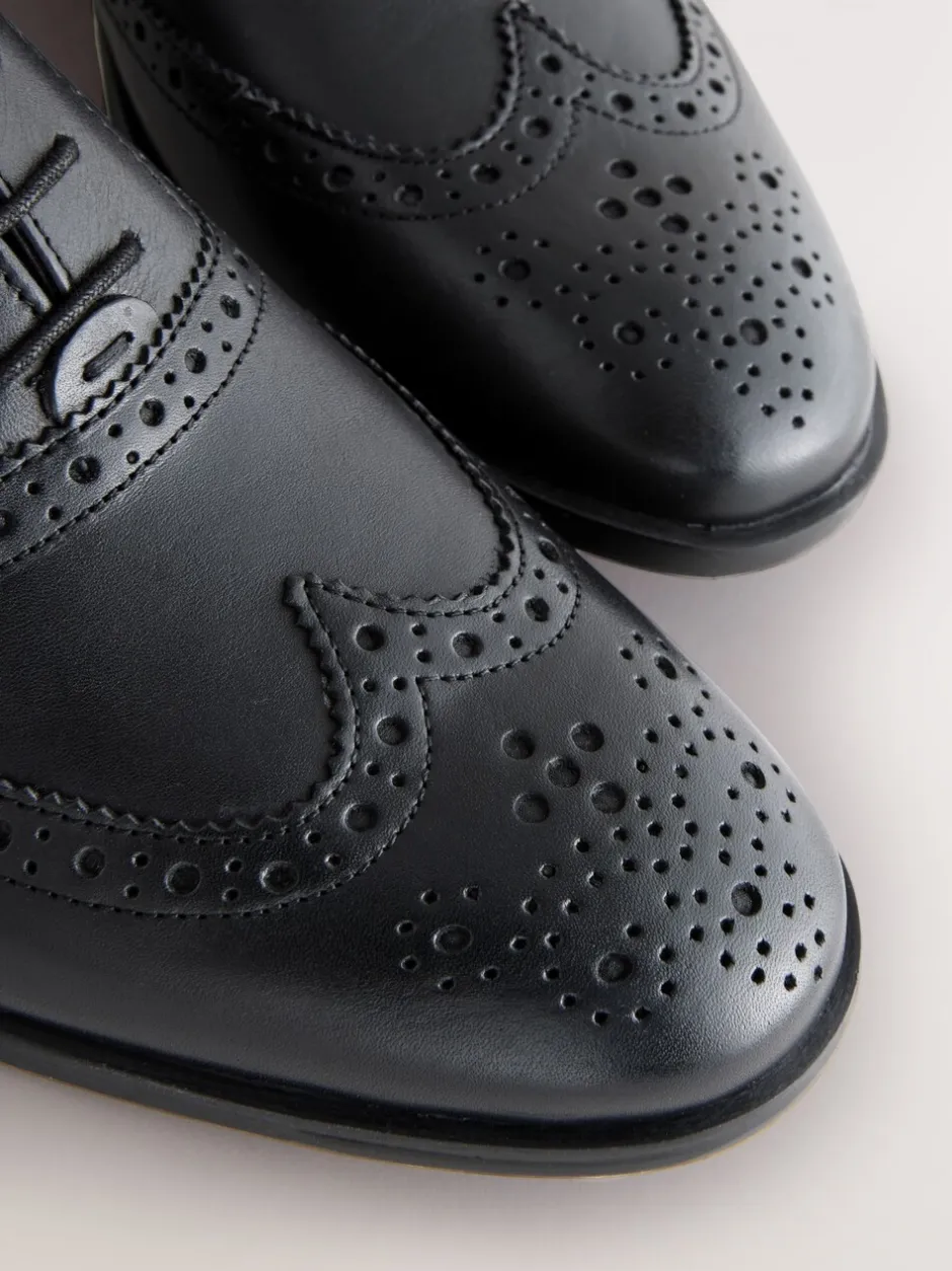 Schoenen|Formele Schoenen*Next - Standaard pasvorm - Leren Oxford brogues Zwart