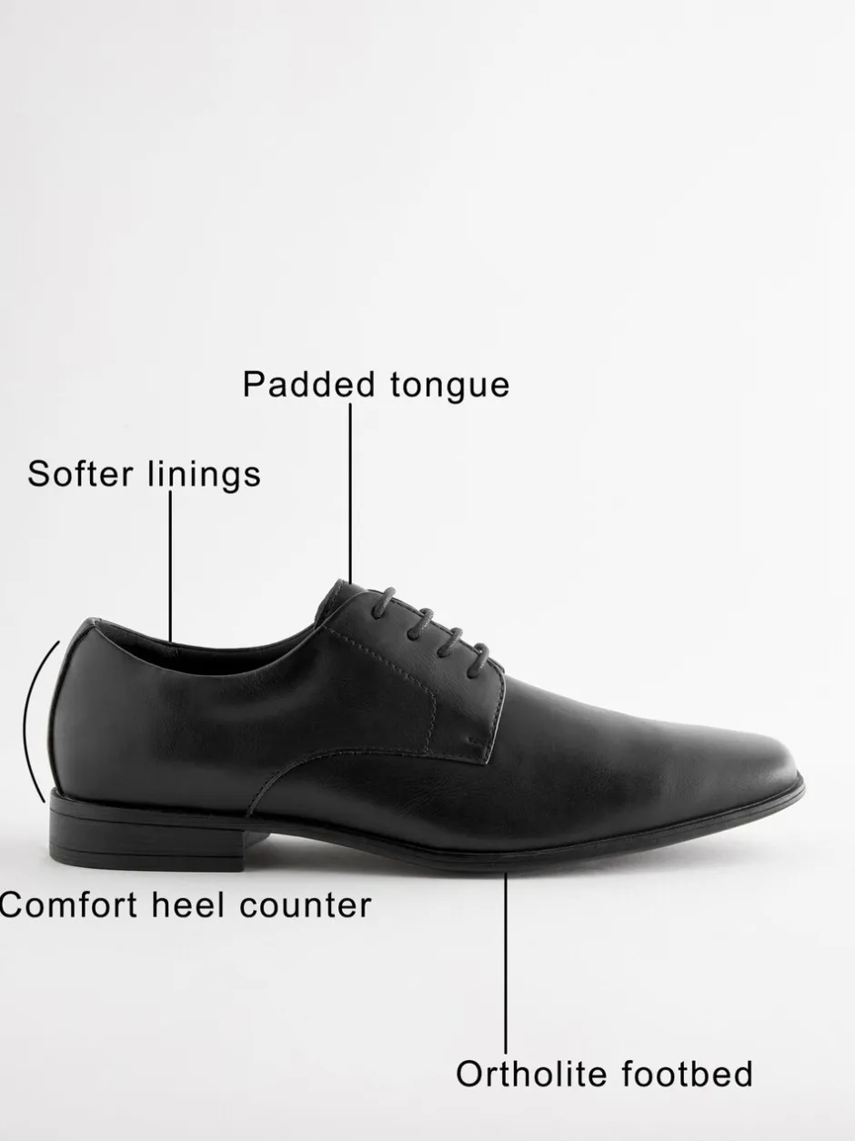 Schoenen|Formele Schoenen*Next - Standaard pasvorm - Smalle derbyschoenen met rechte neus Zwart