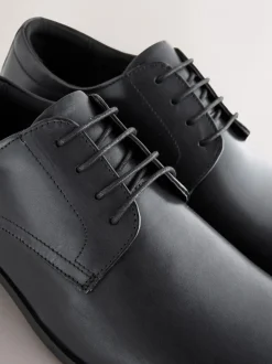 Schoenen|Formele Schoenen|Next - Standaard pasvorm - Egaal leren derbyschoenen Zwart
