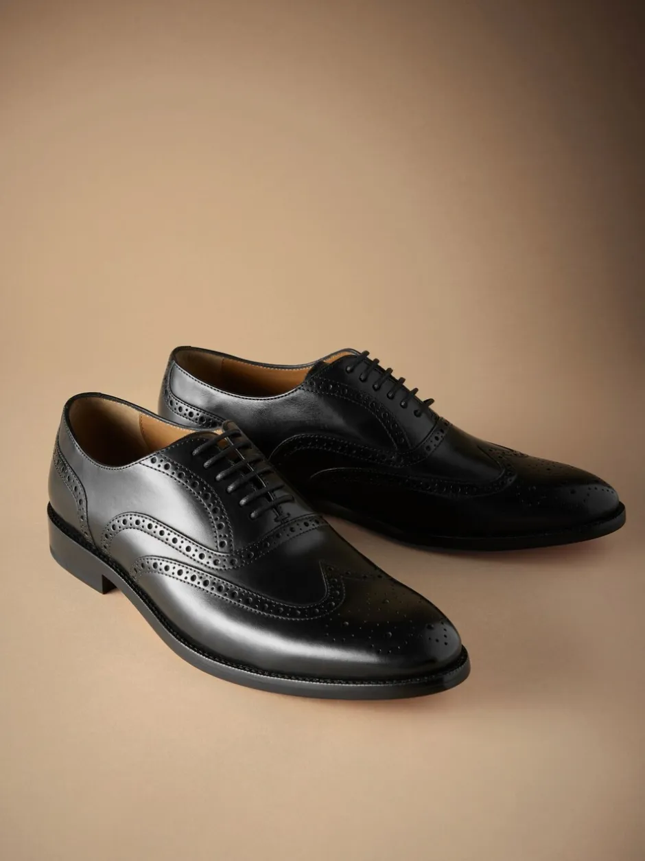 Schoenen|Formele Schoenen*Next - Standaard pasvorm - Signature Italiaans leren brogues met gevleugelde neus Zwart