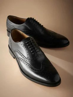 Schoenen|Formele Schoenen*Next - Standaard pasvorm - Signature Italiaans leren brogues met gevleugelde neus Zwart