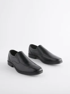 Schoenen|Formele Schoenen|Next Zwart - Standaard pasvorm - Leren instapschoenen met inzetstuk